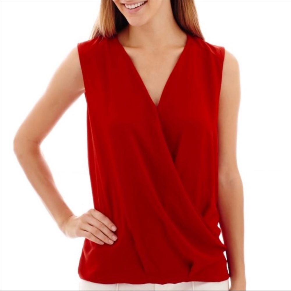 MNG by mango suit collection red draped blouse!